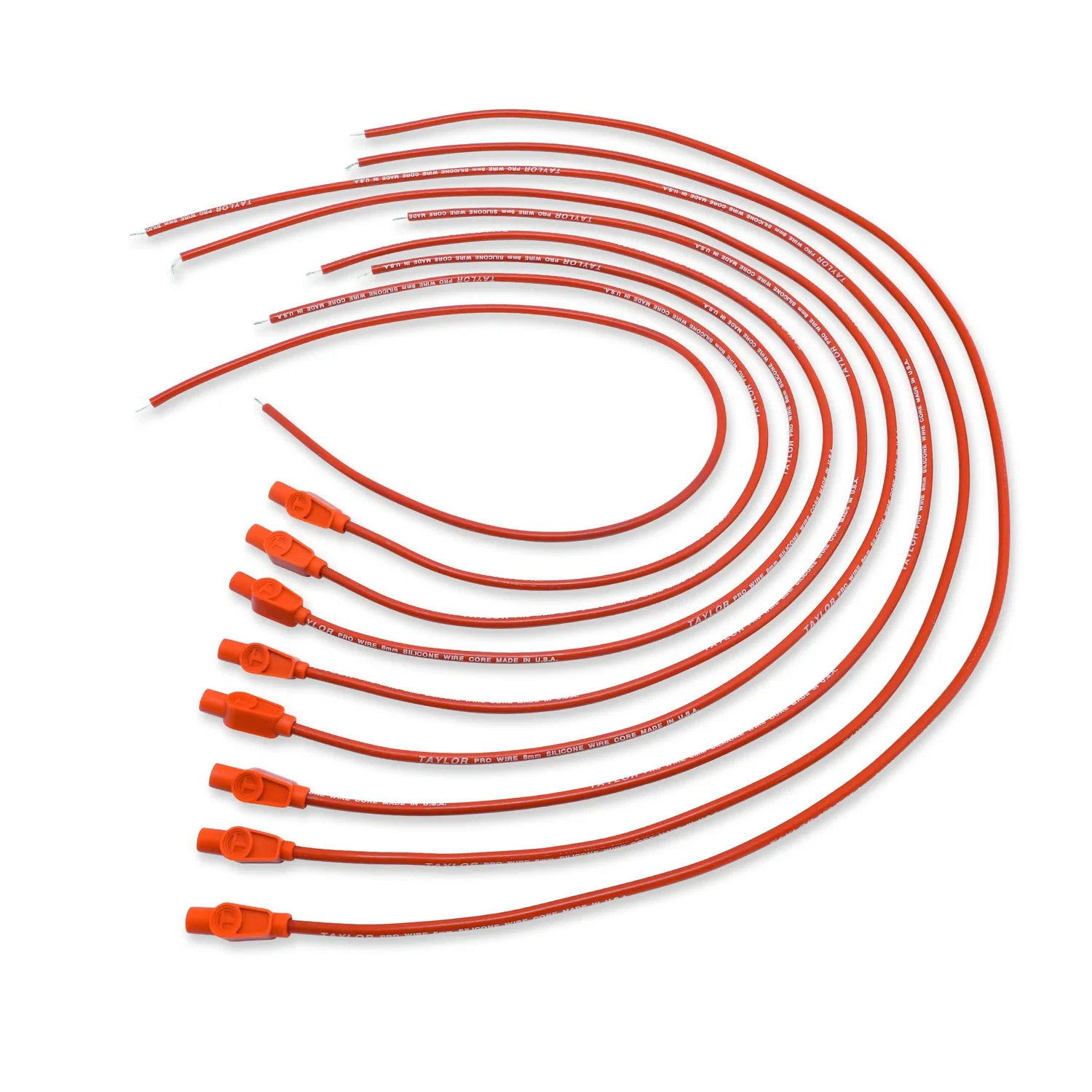 Spark Plug Wire Set Universal 8mm Silicone 180_ 0 ohm_ft Prowire Solid Red 70254